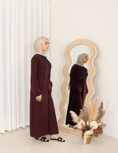 Zalea Maroon Knit Set, cardigan & pants co-ord (image 5)