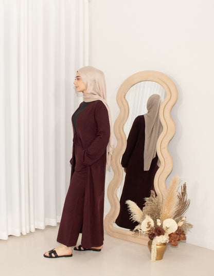 Zalea Maroon Knit Set, cardigan & pants co-ord (image 6)