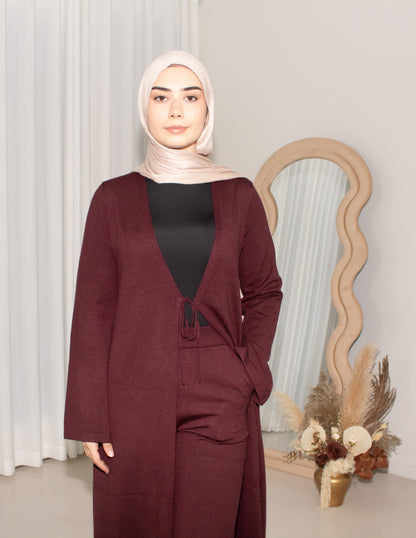 Zalea Maroon Knit Set, cardigan & pants co-ord (image 4)
