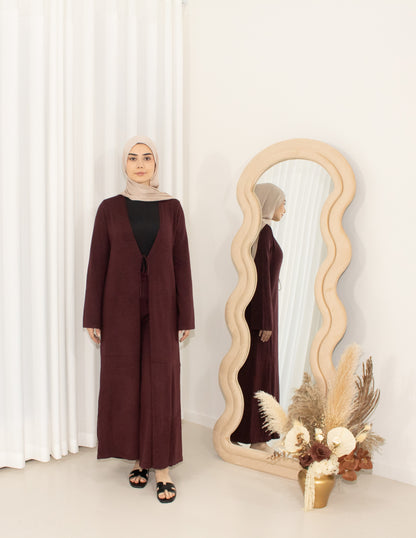 Zalea Maroon Knit Set, cardigan & pants co-ord (image 1)