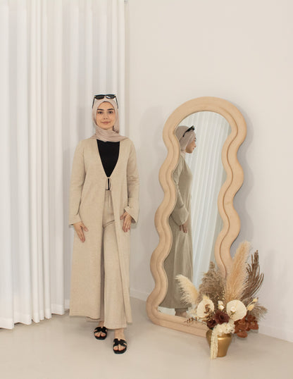 Zalea Beige Knit Set, cardigan & pants co-ord (image 1)