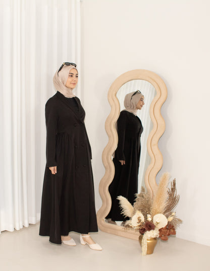 Arina Black Modest Winter Coat, long coat (image 3)