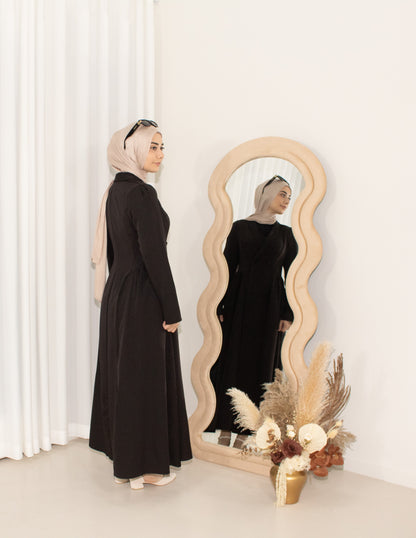 Arina Black Modest Winter Coat, long coat (image 4)