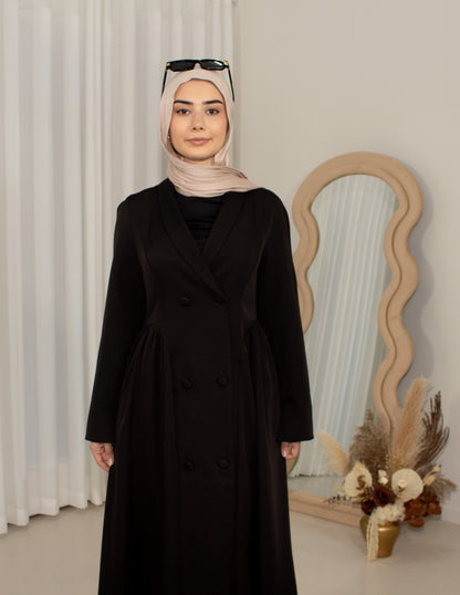 Arina Black Modest Winter Coat, long coat (image 5)