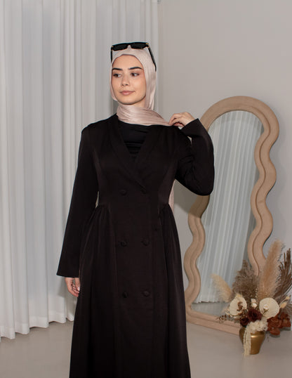 Arina Black Modest Winter Coat, long coat (image 6)