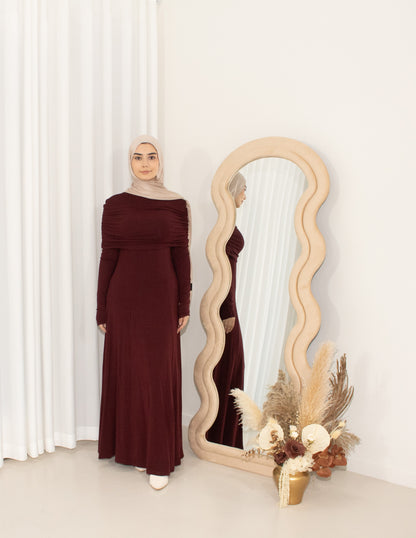 CILA Maroon Off Shoulder Knit Maxi Dress (image 1)