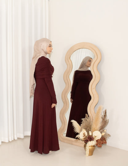 CILA Maroon Off Shoulder Knit Maxi Dress (image 3)