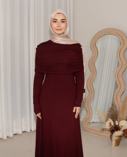 CILA Maroon Off Shoulder Knit Maxi Dress (image 5)