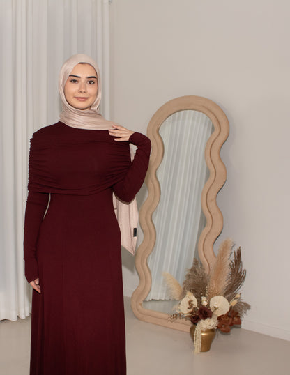 CILA Maroon Off Shoulder Knit Maxi Dress (image 6)