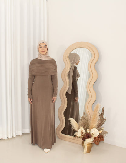 CILA Taupe Off Shoulder Knit Maxi Dress (image 1)