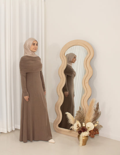CILA Taupe Off Shoulder Knit Maxi Dress (image 2)