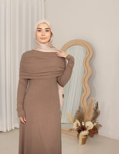 CILA Taupe Off Shoulder Knit Maxi Dress (image 3)