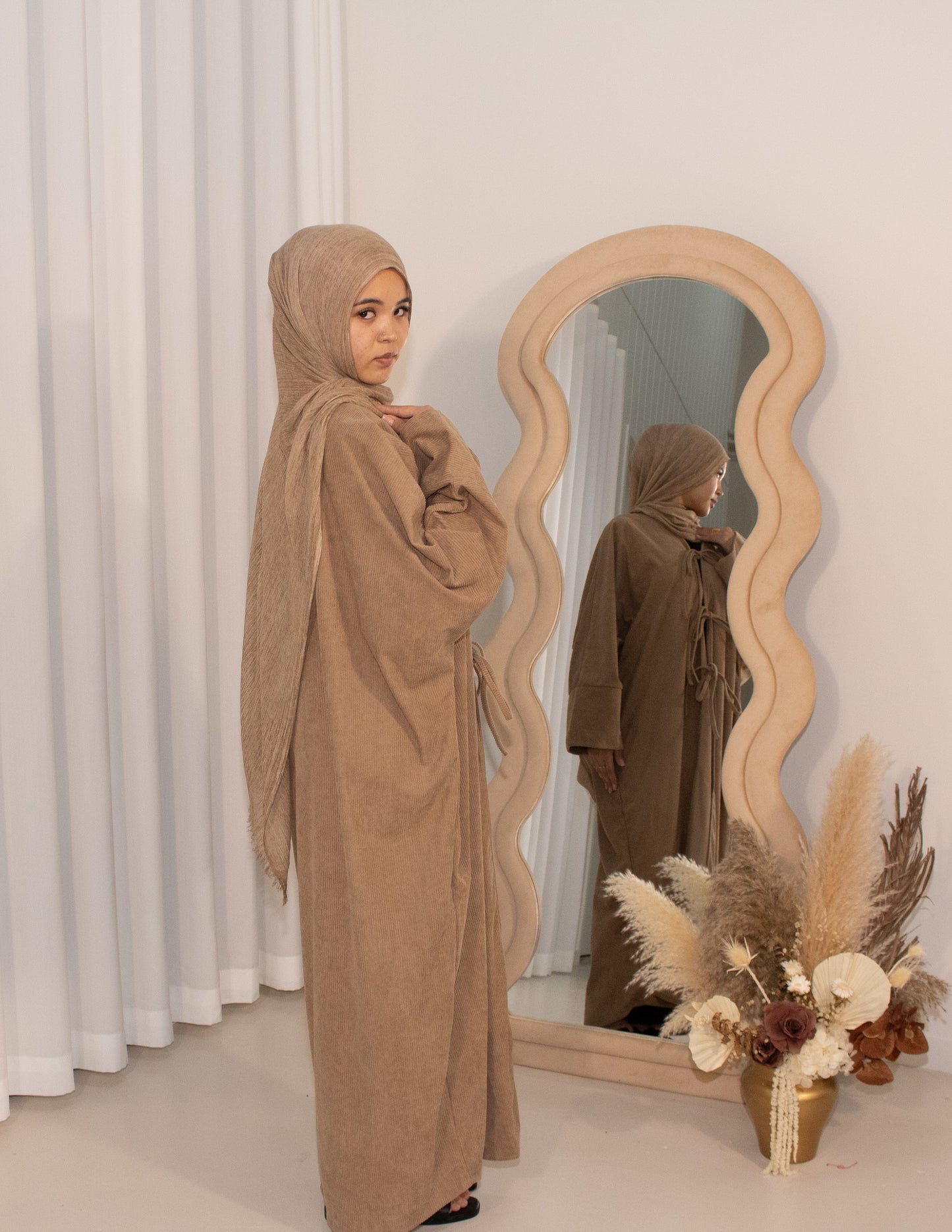 Corduroy Bow Cardigan - Brown