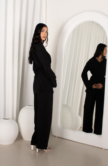IZAH Set - Black, wrap top & wide leg pants (image 4)