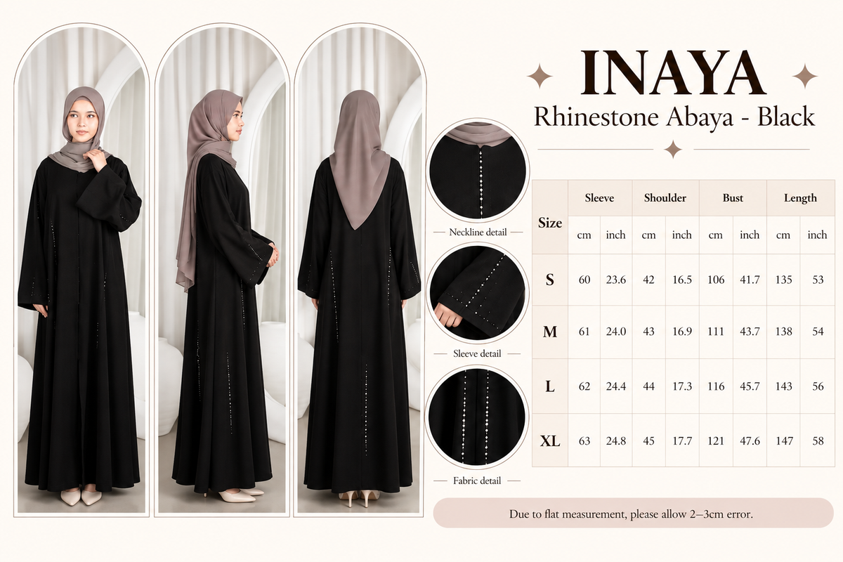 INAYA Black Rhinestone Abaya, occasion abaya (image 6)