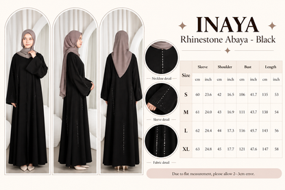 INAYA Black Rhinestone Abaya, occasion abaya (image 6)