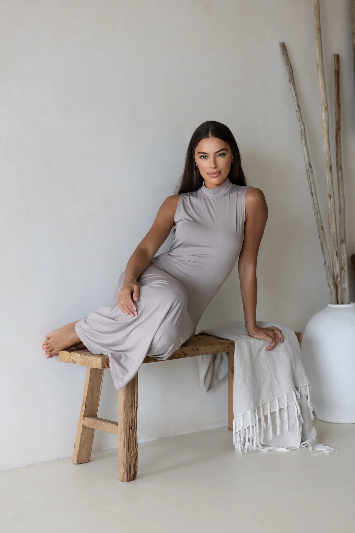 Luxe Sleeveless Slip Dress - Fawn