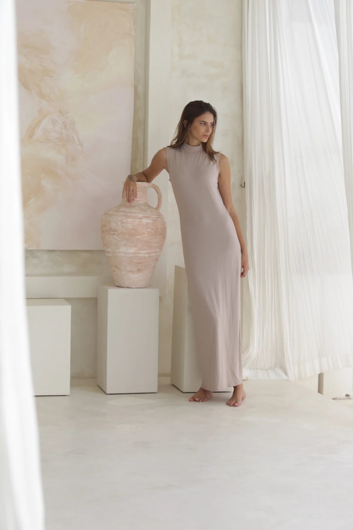 Luxe Sleeveless Slip Dress - Fawn