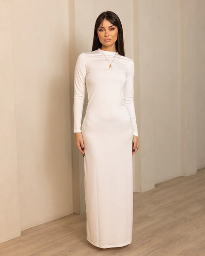 Luxe Slip Body Dress in Vanilla by Hadara Boutique