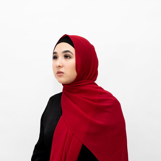 True Red Chiffon Hijab by Hadara Boutique