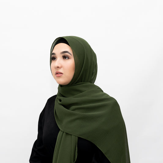 Forest Green Chiffon Hijab by Hadara Boutique