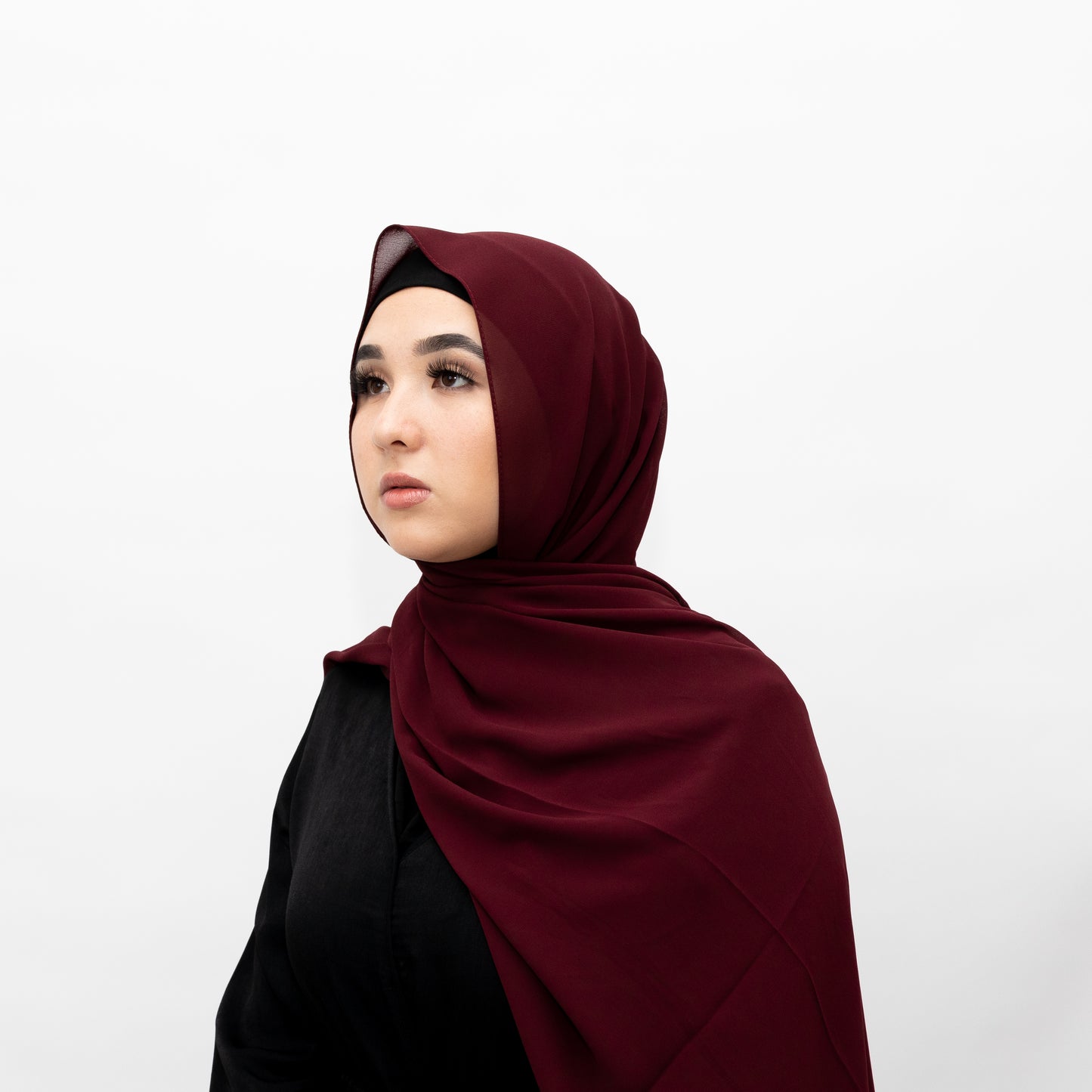Maroon Chiffon Hijab by Hadara Boutique