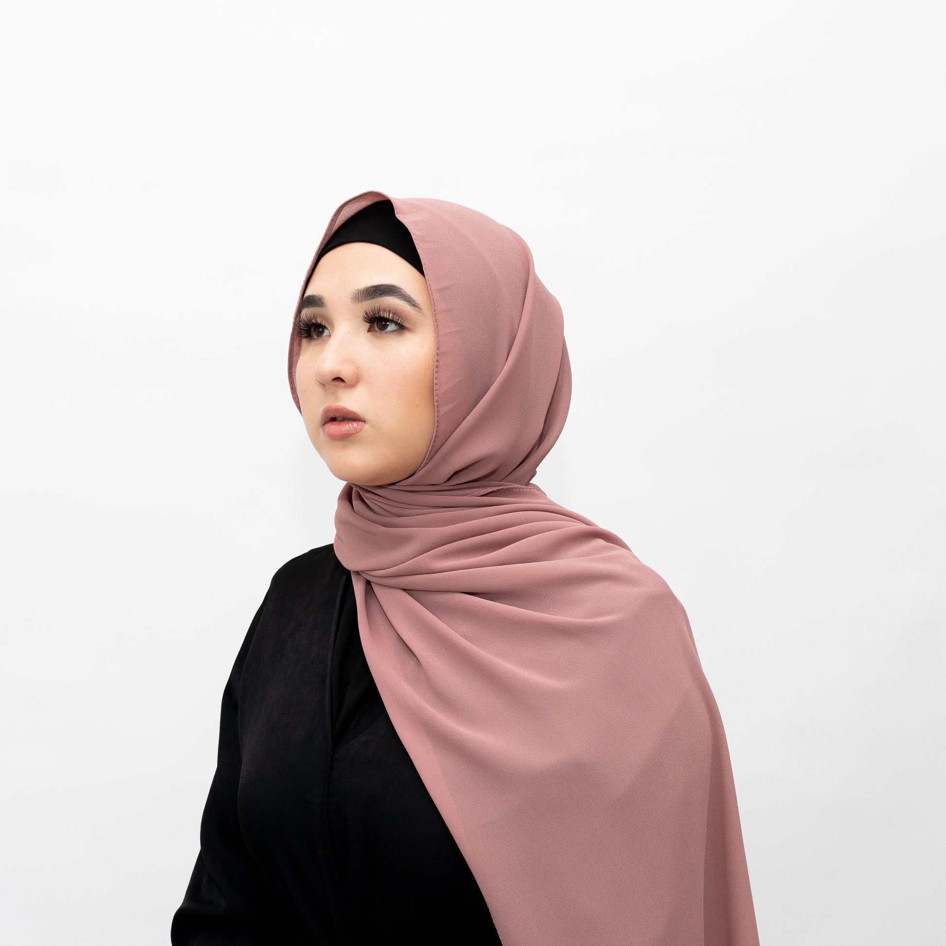 Dusty Rose Chiffon Hijab by Hadara Boutique