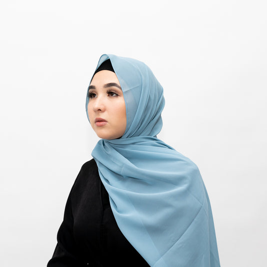 Blue Chiffon Hijab by Hadara Boutique