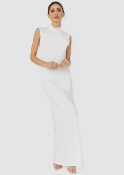 Luxe Sleeveless Slip Dress - Vanilla